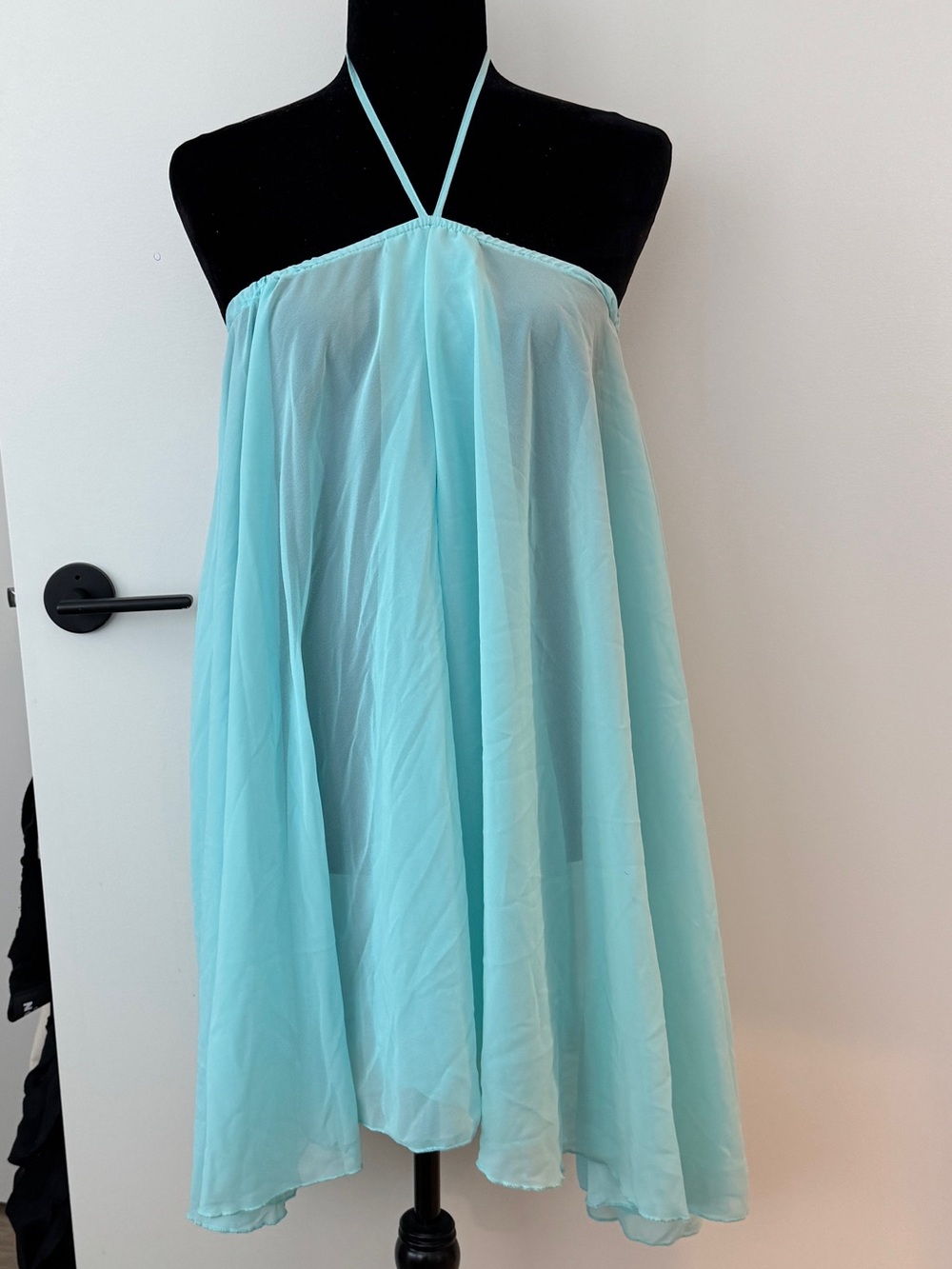 Light Blue Halter Chiffon Women's Dress